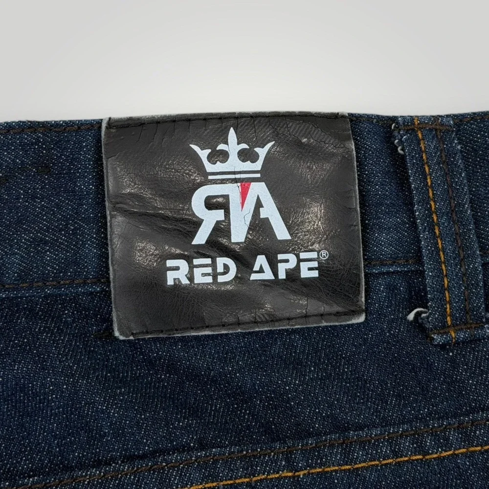 Red Ape Jeans Mens Big‎ & Tall 45x31 Blue Embroidered Argyle Straight Denim